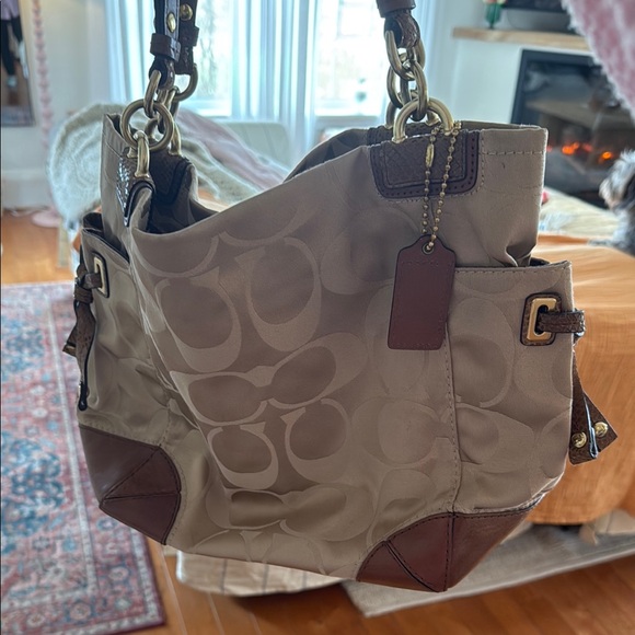 Coach Signature Beige and Brown Tote Bag - Picture 5 of 5